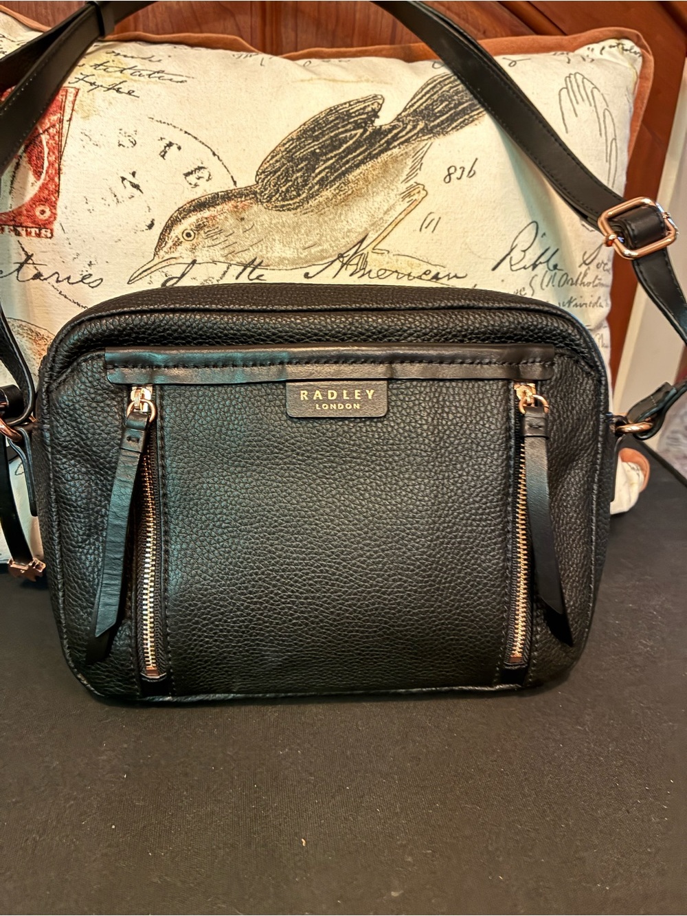 Radley London Black Pebbled Leather Crossbody Bag
